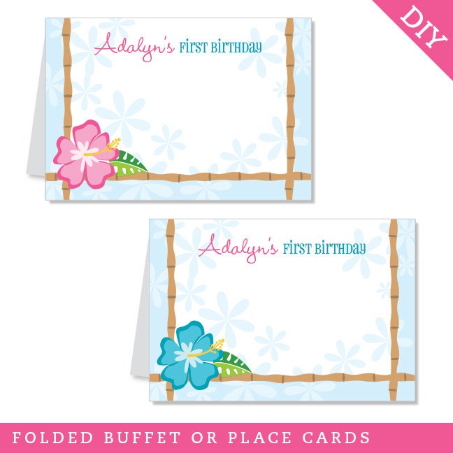 Luau theme party - Personalized DIY printable buffet cards or place cards Il_170x135