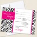 Zebra party in ANY COLOR - Set of 15 custom thank you cards - Printable file also available