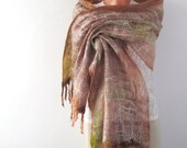 Cobweb Felted scarf -  mustard beige khaki brown