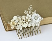 Bridal Hair Comb Wedding Hair Accessories, Black Friday Vintage Something Old Head piece, Elegant Silver White Shabby Chic Wedding