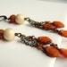 Falling Leaves, Pumpkin Spice Orange Czech Glass and Antiqued Brass Chain Drop Earrings