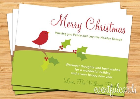 Christmas Card - Red Bird on a Branch Il_570xn