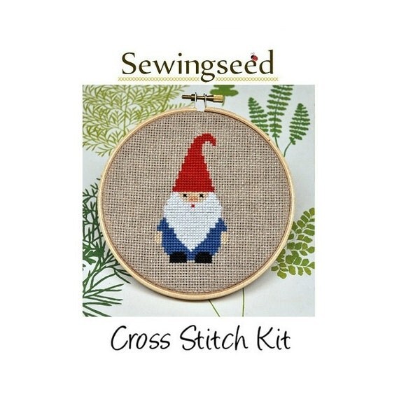 Gnome Cross Stitch Kit by Sewingseed on Etsy