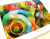 Rainbow Art Greeting Card Colorful Original Acrylic