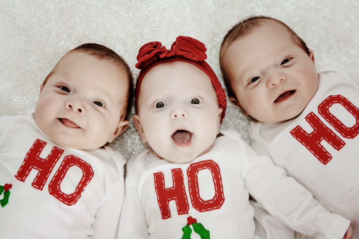 HO, HO, HO Tripzees (Holiday Onesies for Triplets) - twinzzshop