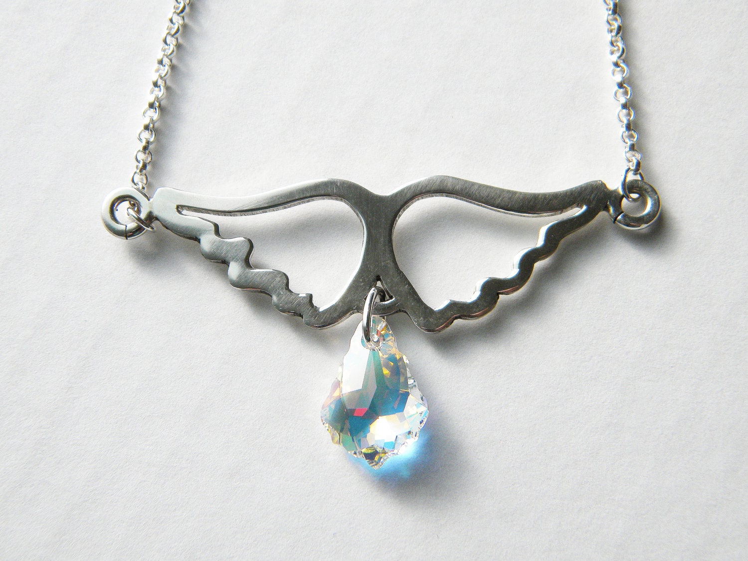 Gabriel -Angel Wings - sterling silver handmade pendants and crystal drops - exclusive to my shop