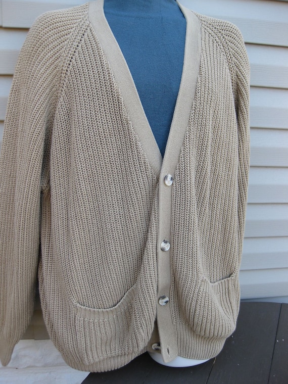 Items similar to Mens RETRO 80s Shaker Knit cardigan...sweater....size