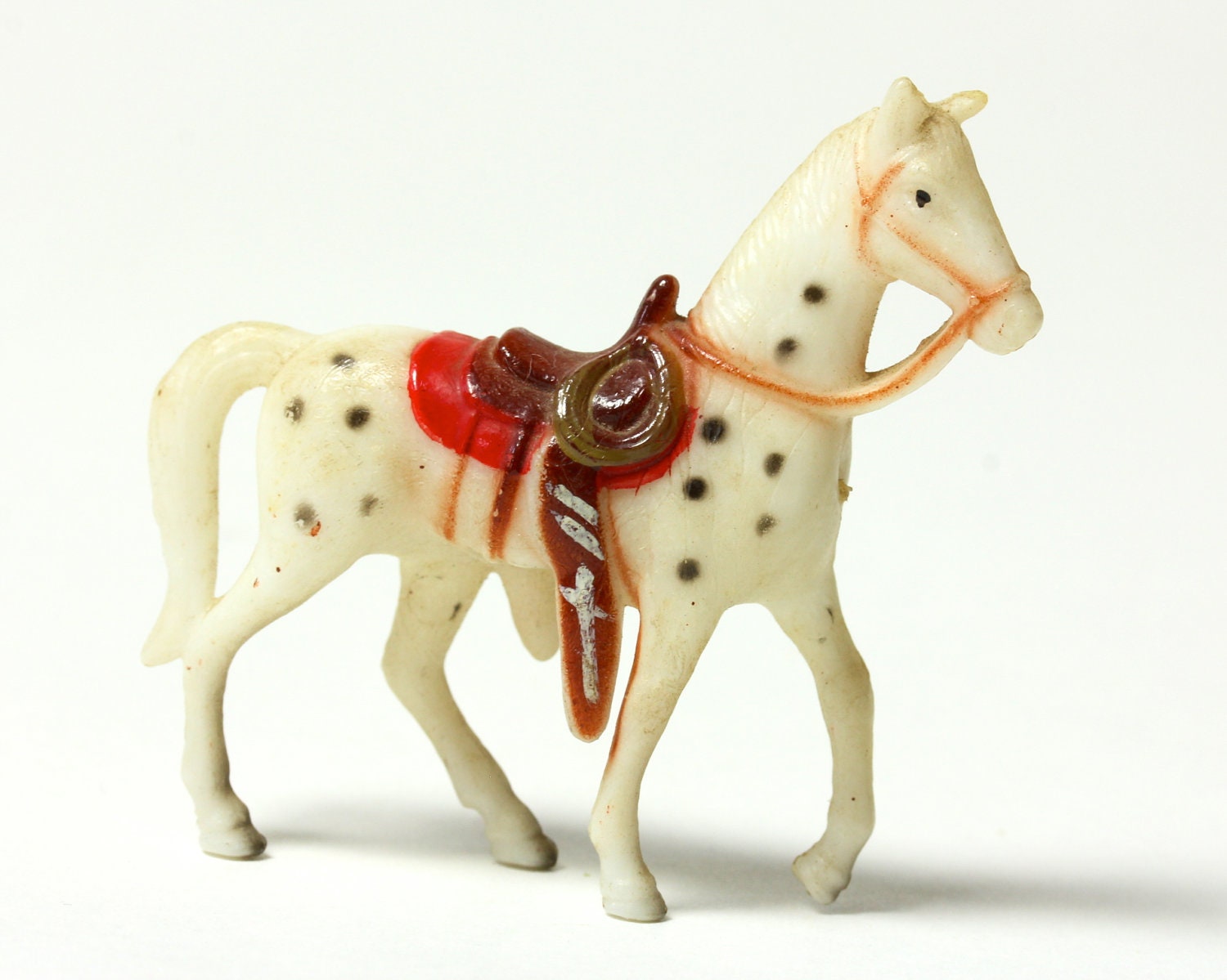 Vintage Hard Plastic Horse Figurine with Saddle by Vintage4Vintage