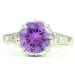 Estate amethyst ring set diamonds on shoulders platinum