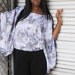 Boxy Wide Sleeve Cropped Top Blouse WomensClothing - Nebula