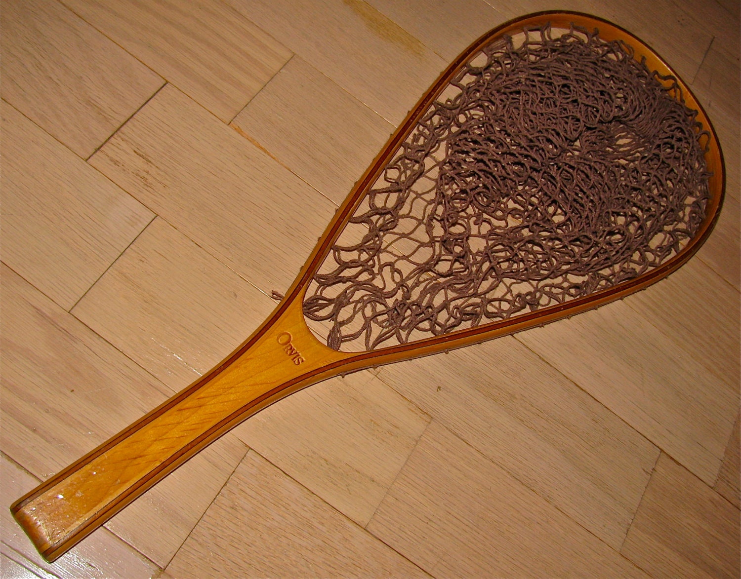 vintage wood fishing net