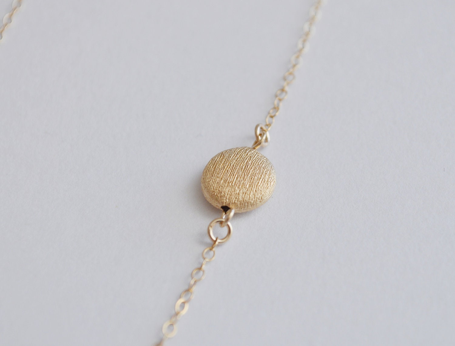 Gold Dot Necklace - circle pendant pebble small round charm gold filled - simple modern jewelry - adenandclaire