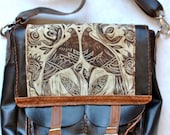 Large Travel Messenger with Bird Print