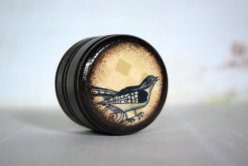 Folk Art Bird Pill Box