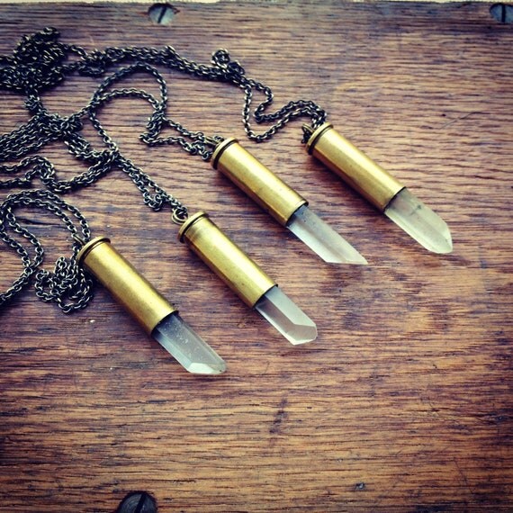 Crystal Bullet Necklace by HabitJewelry on Etsy