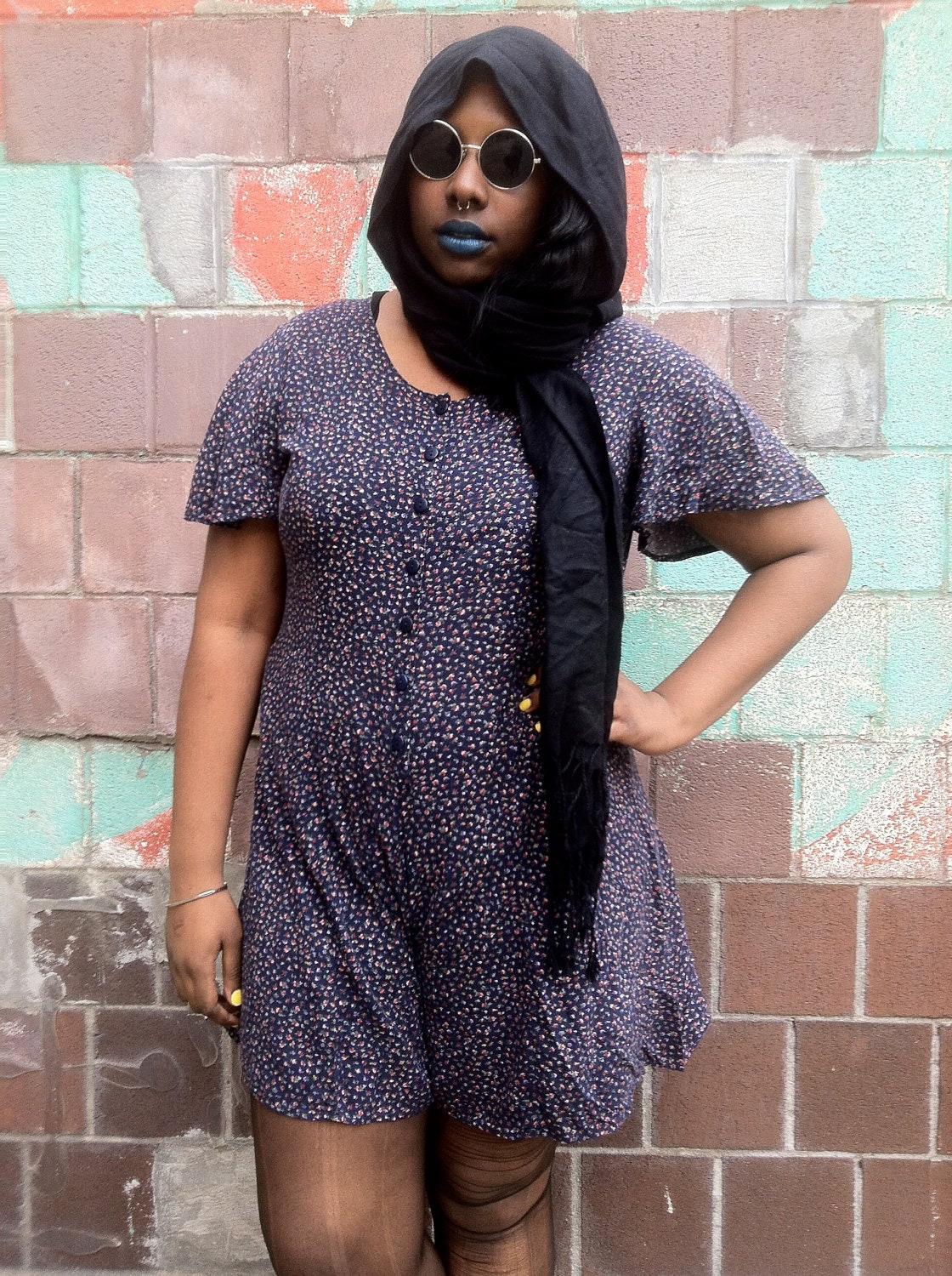 90s Floral Jumper Onsie Plus size 18