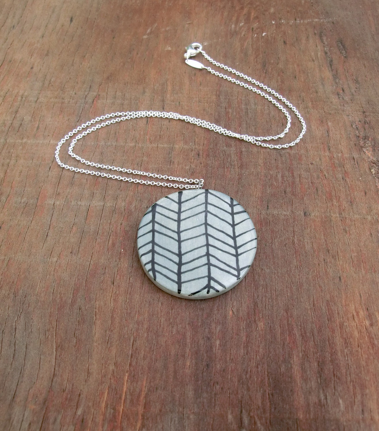 Gray Chevron Herringbone Necklace