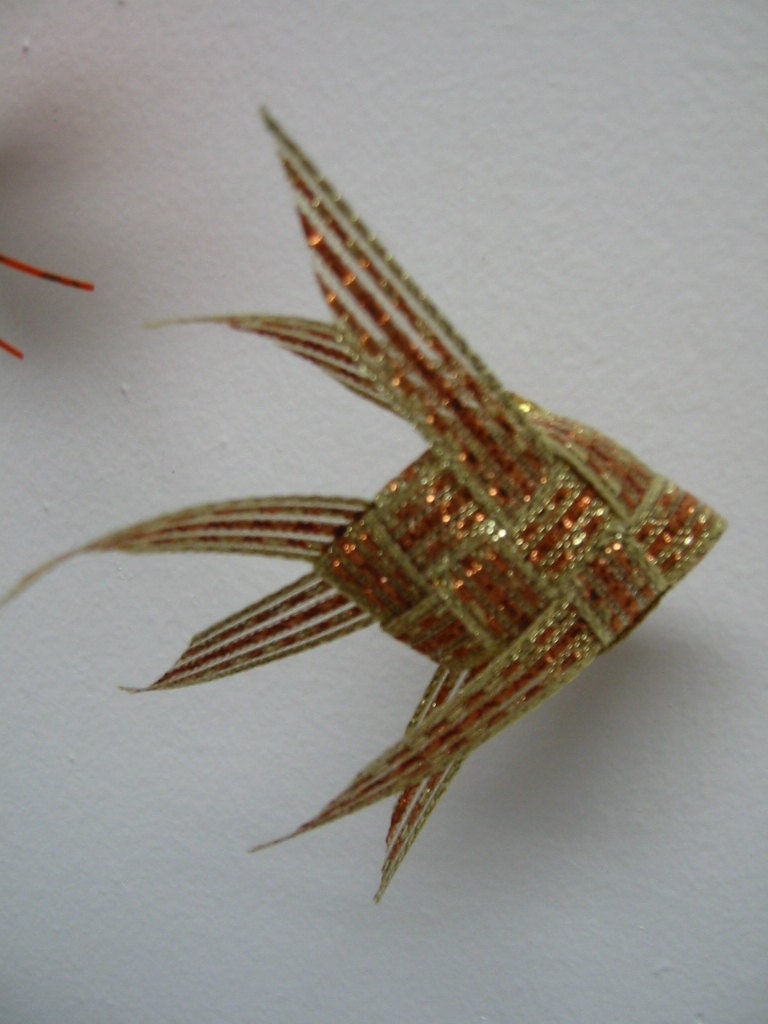 Ribbon Fish Mobile/embossed orange & by LenasFishMobilesEtc