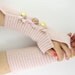 fingerless gloves arm warmers fingerless mittens arm cuffs pale pastel pink recycled wool eco friendly fall autumn tagt curationnation