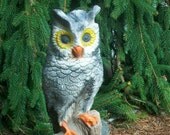 Whoooo. Wonderful 1960's Cement Garden Owl w/ Original Paint