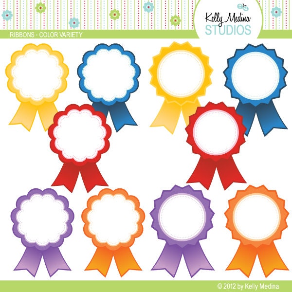 Award Ribbons - Color Variety - Clip Art Set Digital Elements for Cards, Stationery and Paper Crafts and Products