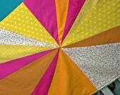 Minky Starburst Crib Blanket, Pink Yellow Orange, READY TO SHIP