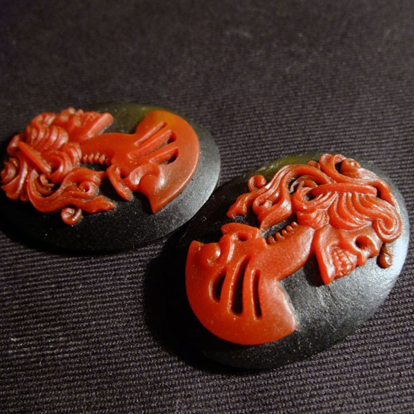 Destash (2) Lg Skeleton Cameo Cabochon