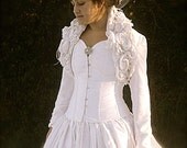 Bridal bolero Winter wedding jacket/shrug with silk floral collar.