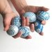 Easter Eggs set of 6 chicken eggs in Blue and White, Ukrainian estar eggs, batik style decorated chicken eggs