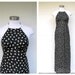 1970s Halter Maxi Dress Apples Black White Beaded Beach Party