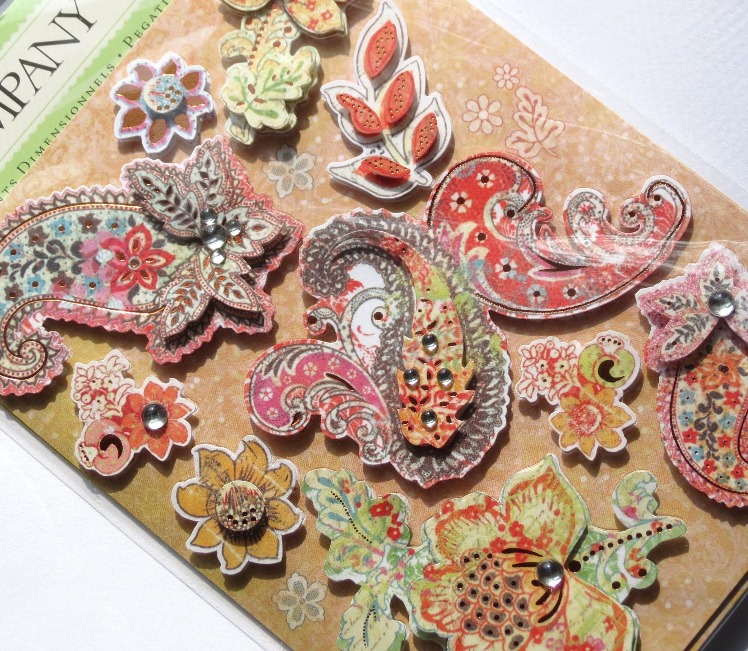 Paisley Flower Que Sera Sera Dimensional Stickers from K&Company 10pcs