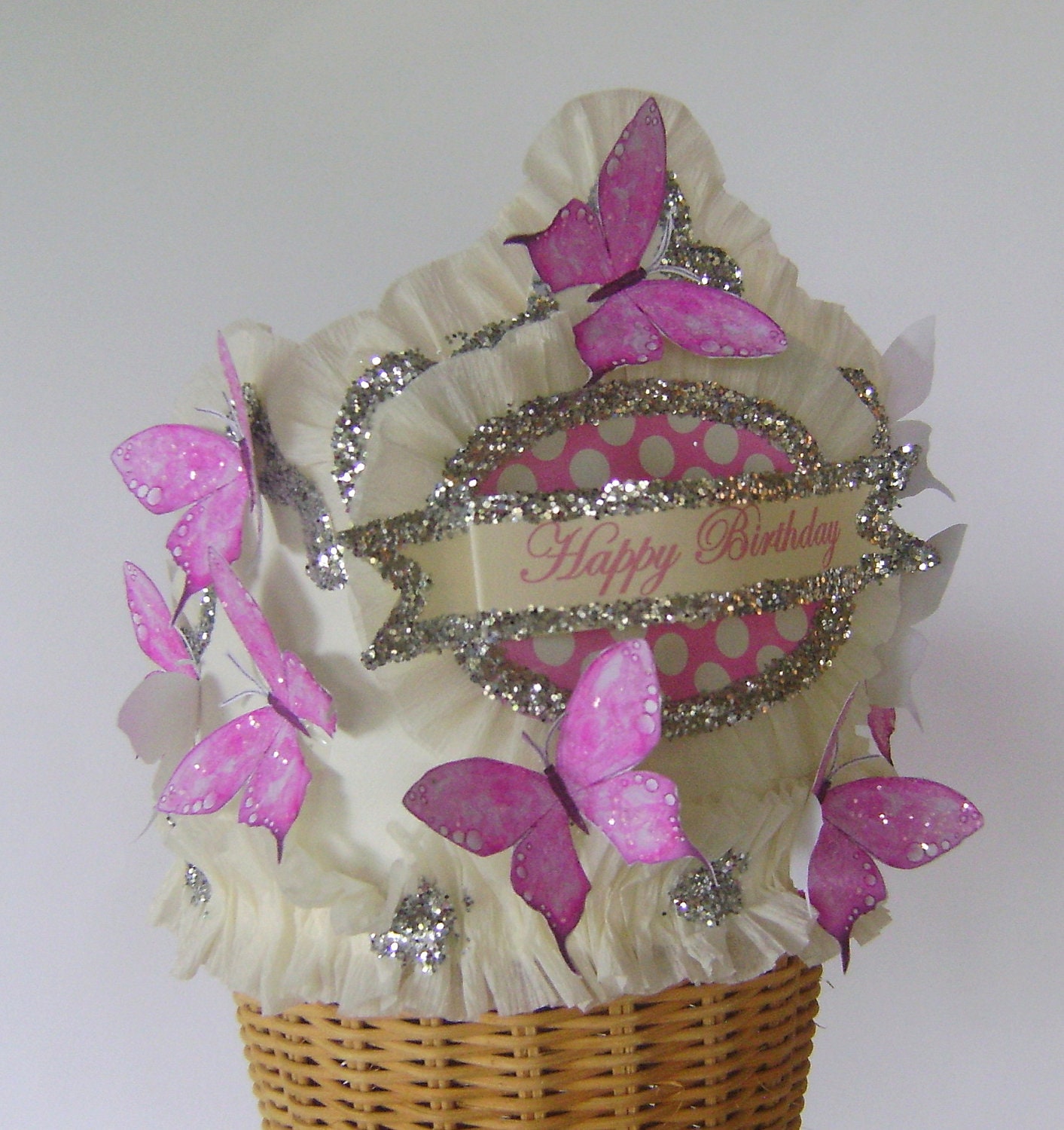 Birthday Party hat - Birthday Crown -pink butterflies - Birthday Girl or customize - Adult or Childrens Il_170x135