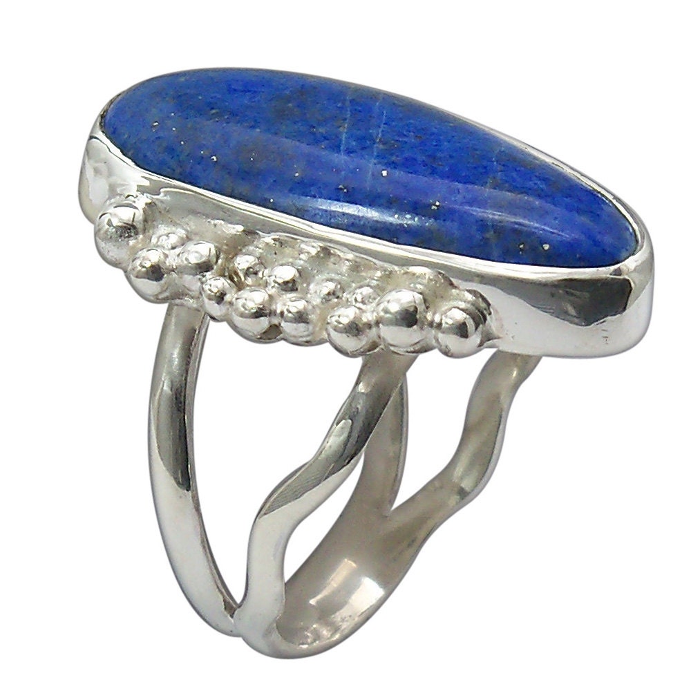 Lapis Lazuli and Sterling Silver Ring, size 6  r6labf2152