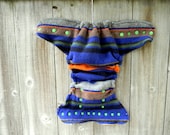 Upcycled Wool Nappy Cover Diaper Wrap Cloth Diaper Cover One Size Fits Most Multi Colored Stripes/Black
