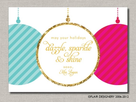 Personalized Holiday Greeting Card - Set of 12 flat cards - How Dazzling by Flair Designery Il_570xn