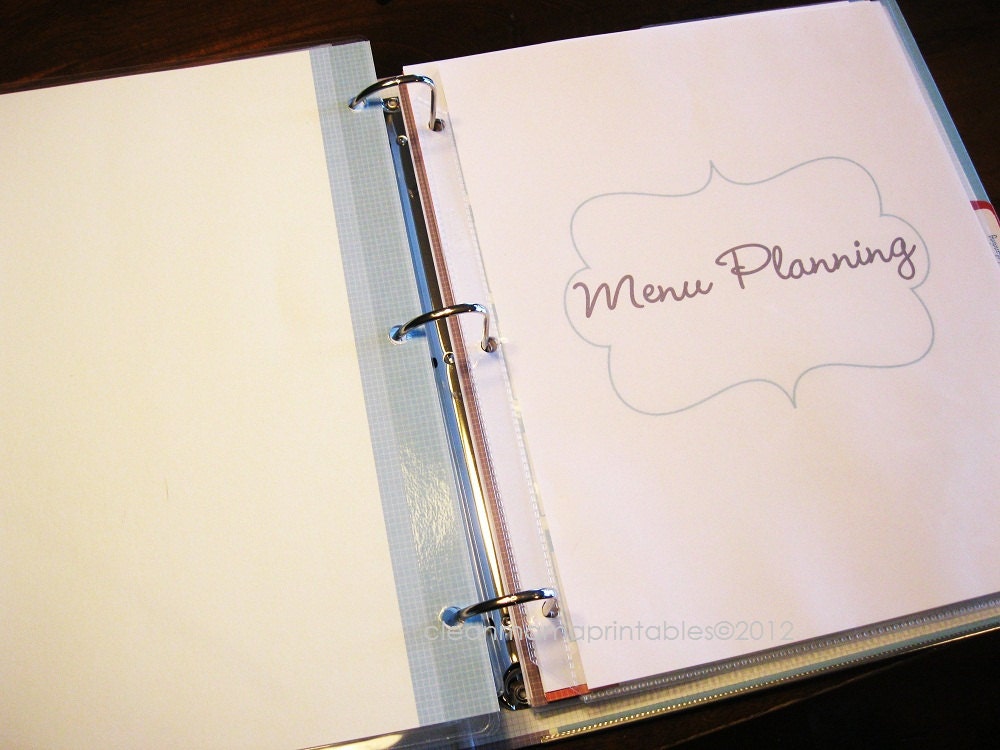 Homekeeping Notebook Binder Kit - aqua -12 documents - INSTANT DOWNLOAD