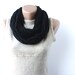 WINTER SALE Black crochet scarf - infinity chunky wool blend - winter accessories holiday gift for mother