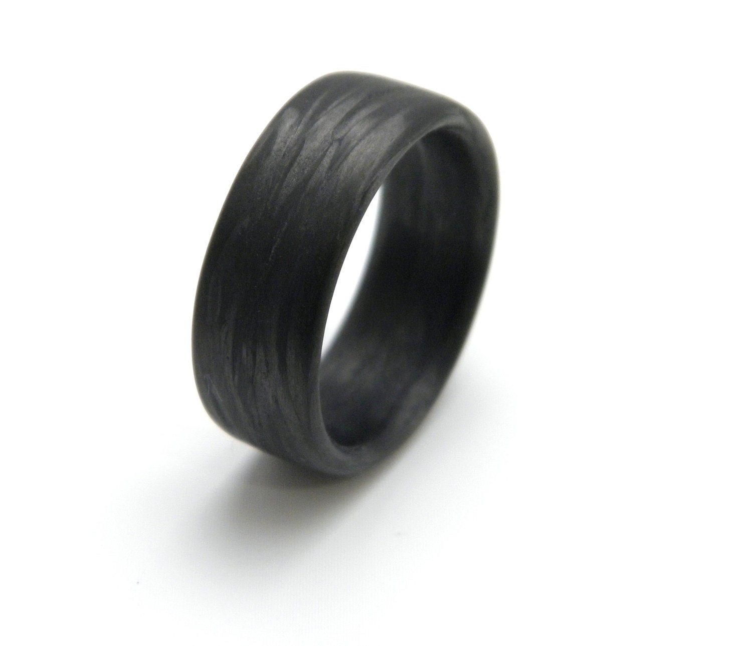 Custom Carbon Fiber Ring in 'Damascus' Grain, 9mm YOU CHOOSE SIZE