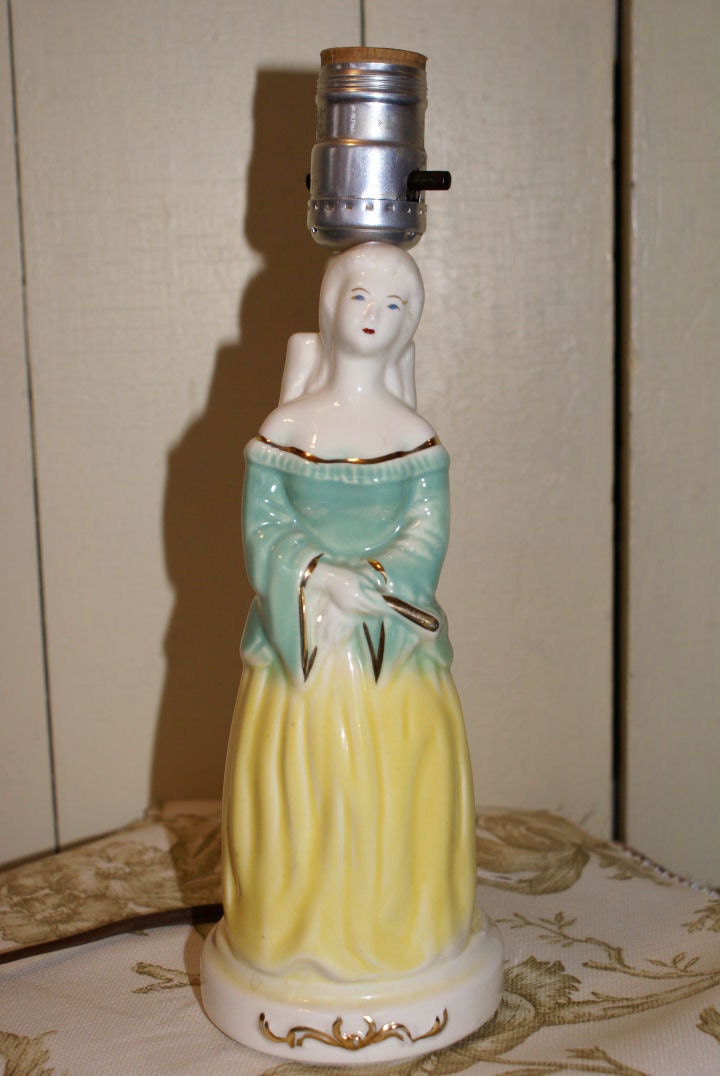 Vintage Victorian Lady Figurine Lamp by midsummerdaydream on Etsy