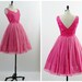 1950s Dress - 50s Prom Wedding Party Dress - Full Skirt Chiffon Dress in Pink