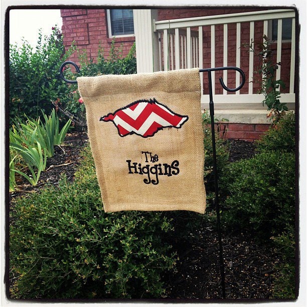 Burlap Razorback or Favorite Team Garden Flag