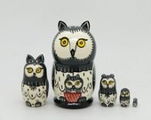 An owl Nesting doll stacking dolls matryoshka babushka russian dolls set of 5 free shipping