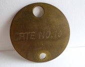 SALE Vintage Large Brass Tag Round