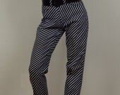 Vintage Versace Jeans/Pants in Navy Blue and White Diagonal Stripe, Medium 28