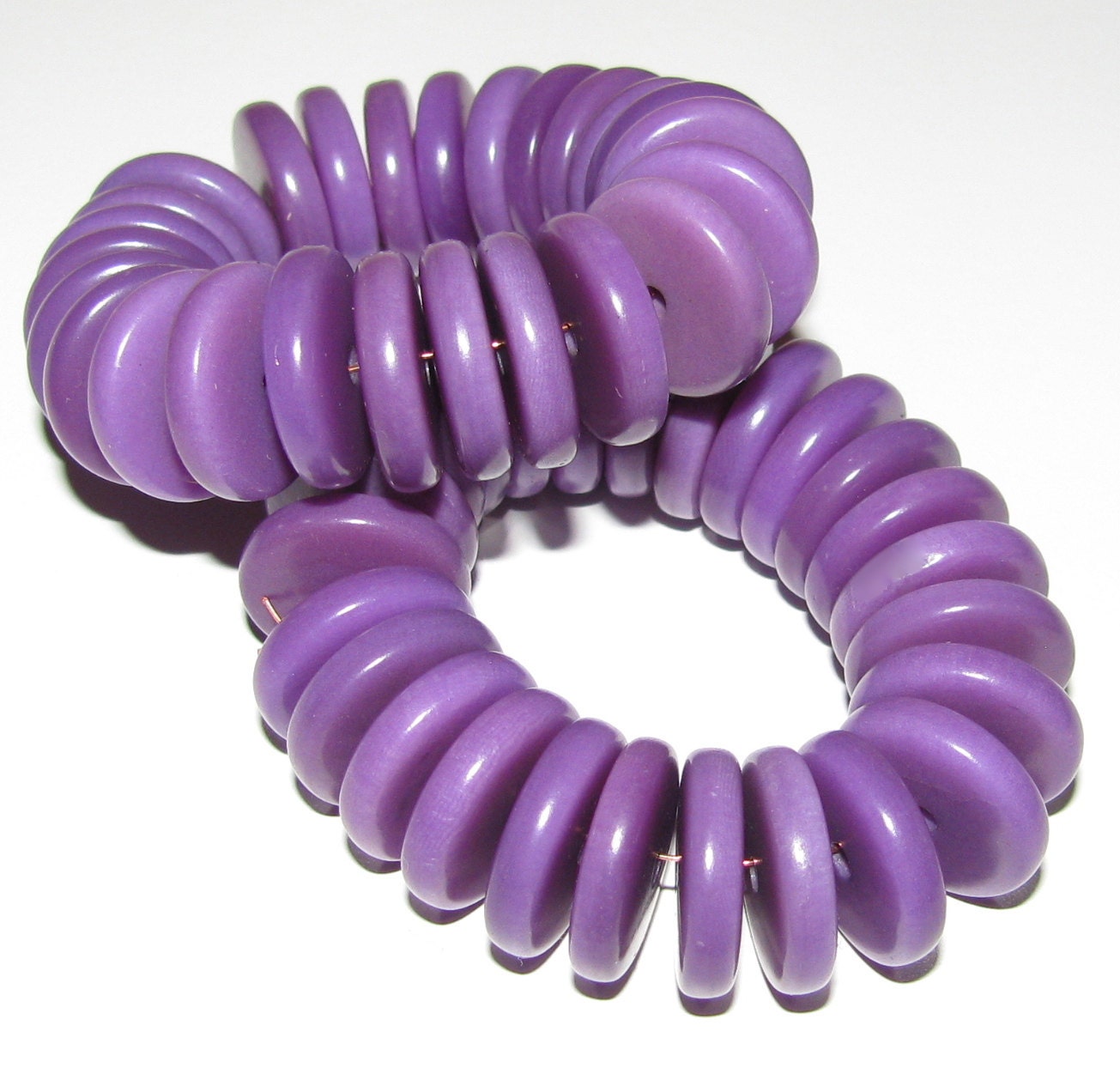 25 Violet Purple Tagua Nut Beads, Rondell Beads, Donut Shaped, 15mm Beads, Organic Beads, Natural Beads, Vegetable Ivory Beads, EcoBeads