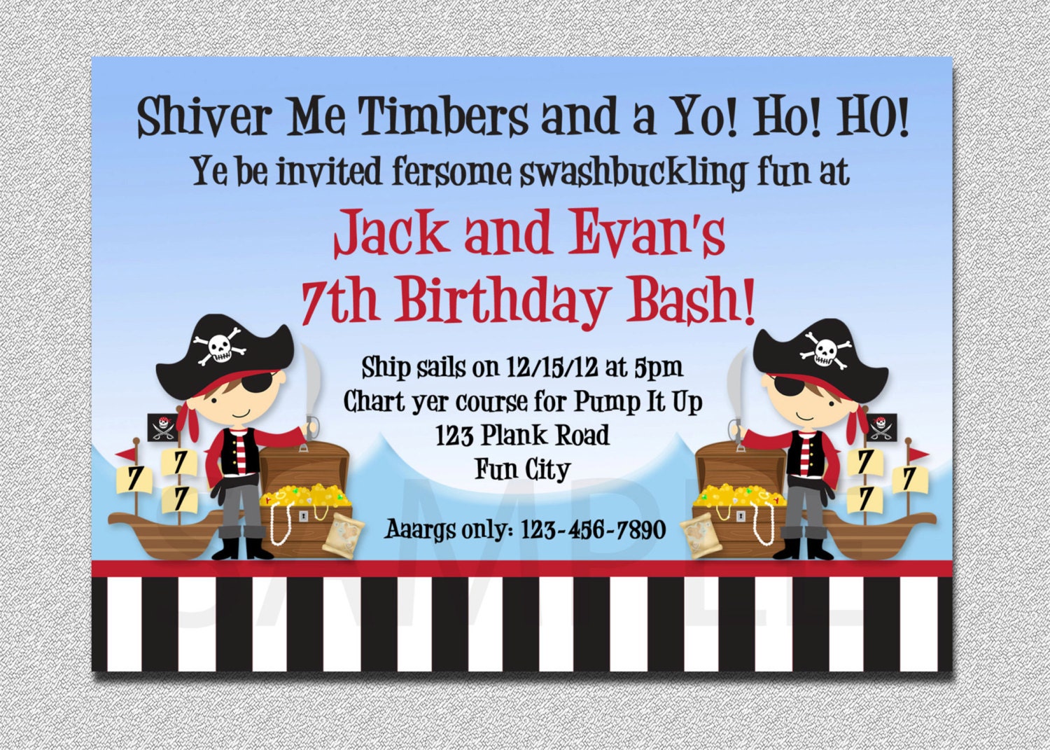 Pirate Birthday Invitation Pirate Party Birthday Invitation Printable Il_170x135