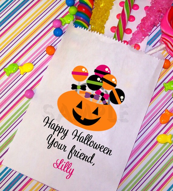 Halloween Pumpkin Lollipop Party Favor Bags Pumpkin Candy Bags, Kids favor bags, Goody Bags, Set of 25 Il_570xn
