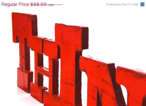 ON SALE Wall hanging wooden THINK sign for home decor