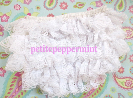 White Ruffle Baby Bloomer Diaper Cover