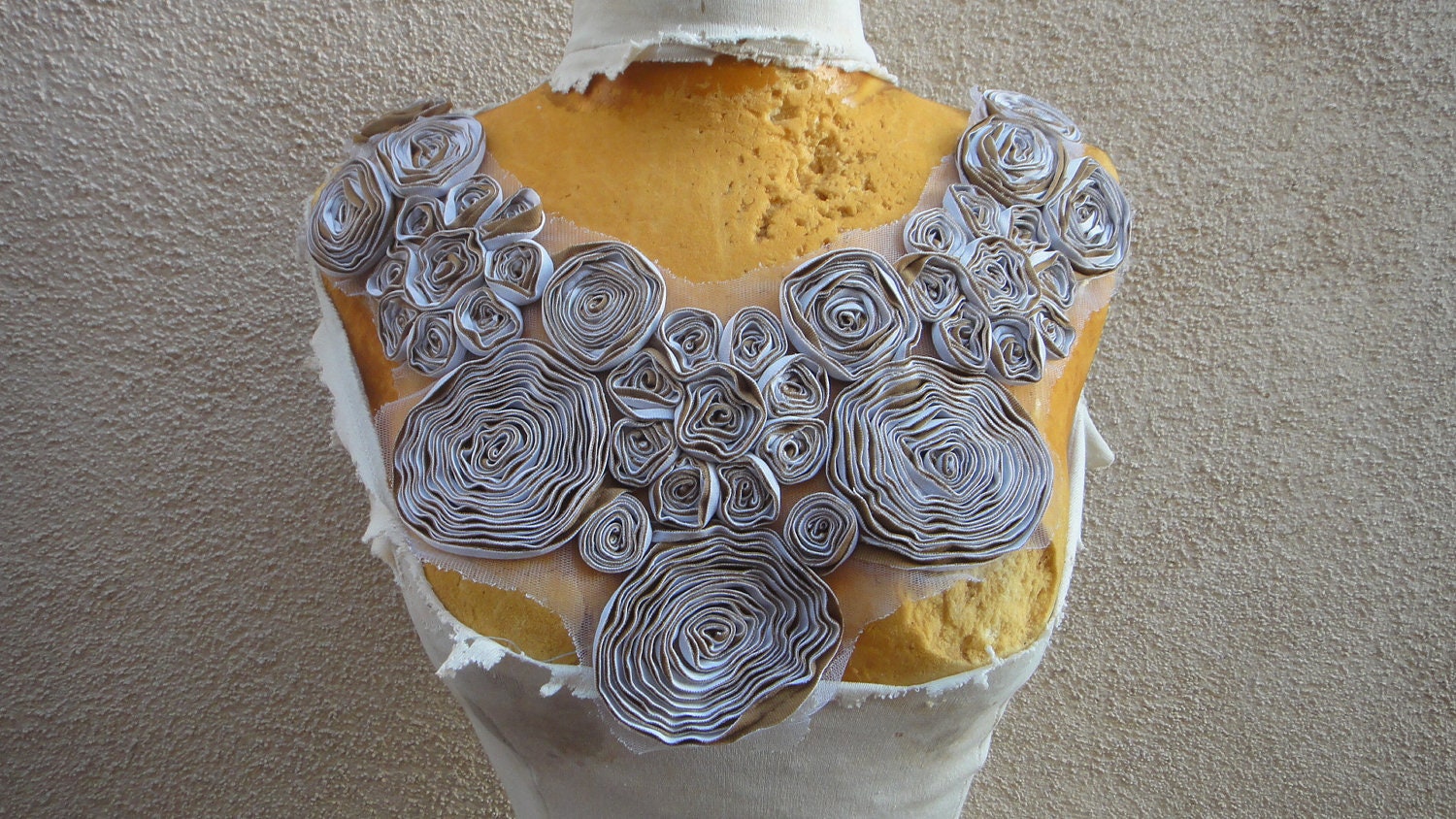 Cute embroidered flower  applique yoke